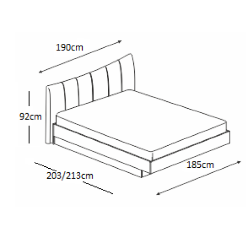 Κρεβάτι ξύλινο με δερμάτινη/ύφασμα MOKA 180x190 DIOMMI 45-123 