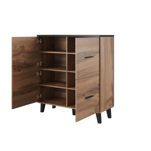 Chest of drawers LOTTA 110 (4D) woatan oak/black DIOMMI CAMA-LOTTA-KOMODA-110-4D-DWO/CZ Chest of drawers LOTTA 110 (4D) woatan oak/black DIOMMI CAMA-LOTTA-KOMODA-110-4D-DWO/CZ