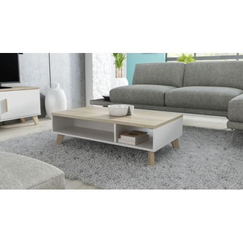 coffee table 60 LOTTA  dimond white/lsonoma oak DIOMMI CAMA-LOTTA-ŁAWA-110-BI/DSO