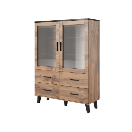 Cabinet LOTTA 120 2DSZ4S wotan oak/ black DIOMMI CAMA-LOTTA-WITRYNA-120-2D4S-DWO/CZ