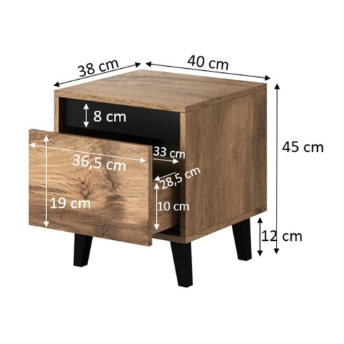night cabinet NORD votan oak/antracyt DIOMMI CAMA-NORD-DWO/ANT-SZAFKA NOCNA