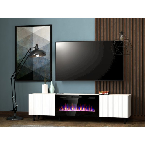 PAFOS EF TV stand 180 white/white with black legs DIOMMI CAMA-PAFOS-RTV-EF-BI/BI