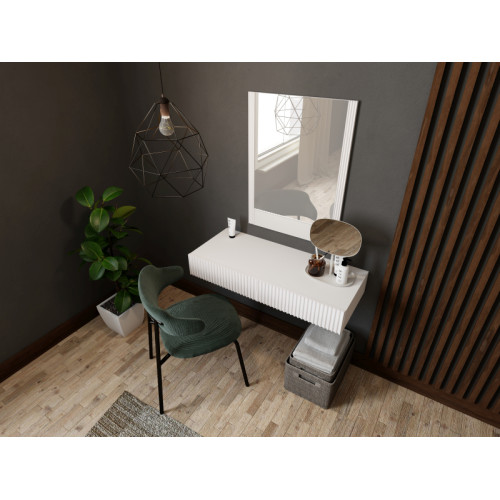 PAFOS vanity table ( hanging ) and mirror white/white DIOMMI CAMA-PAFOS-TOALETKA-BI/BI