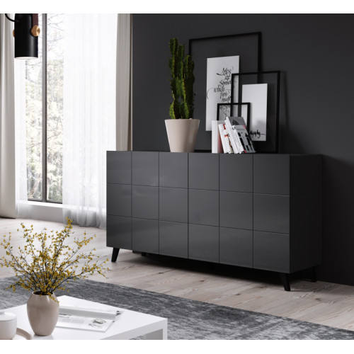 chest of drwewr KOM2D  REJA graphite gloss/graphite gloss DIOMMI CAMA-REJA-KOM2D-GRA/GRA