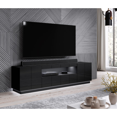 TV stand REJA black gloss/black gloss DIOMMI CAMA-REJA-RTV-CZ/CZ