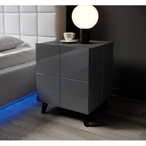 bedside cabinet REJA (set of 2) graphite gloss/graphite gloss DIOMMI CAMA-REJA-SZAFKA-NOCNA-GRA/GRA