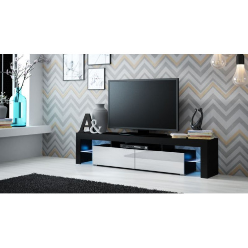 TV stand SOLO black mat/white gloss DIOMMI CAMA-SOLO-RTV-CZARNY MAT/ BIAŁY POŁ