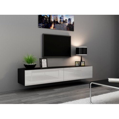 TV Stand VIGO RTV 180 black/white DIOMMI CAMA-VIGO-RTV-180-CZARNY/BIAŁY POŁYSK