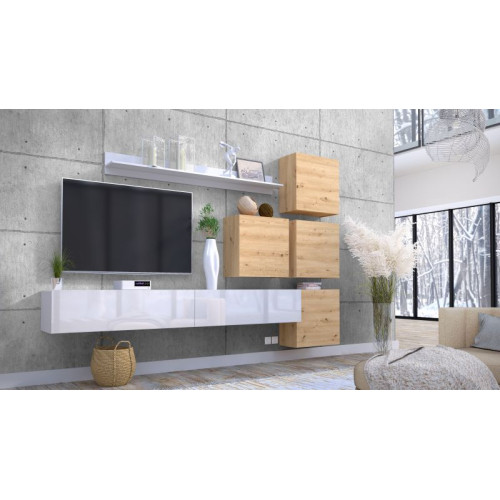 LIMA wall unit white/ artisan oak DIOMMI FUR-MANILA-BI/DAB ARTISAN