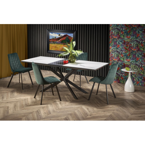 DIESEL extension table, color: top - white marble / dark grey, legs - black DIOMMI V-CH-DIESEL-ST