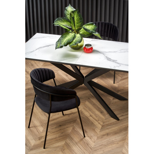 DIESEL extension table, color: top - white marble / dark grey, legs - black DIOMMI V-CH-DIESEL-ST