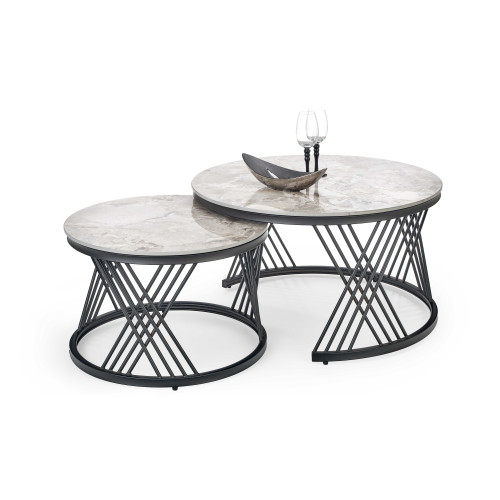 FLAMINGO set of 2 coffee tables, grey marble DIOMMI V-CH-FLAMINGO-LAW