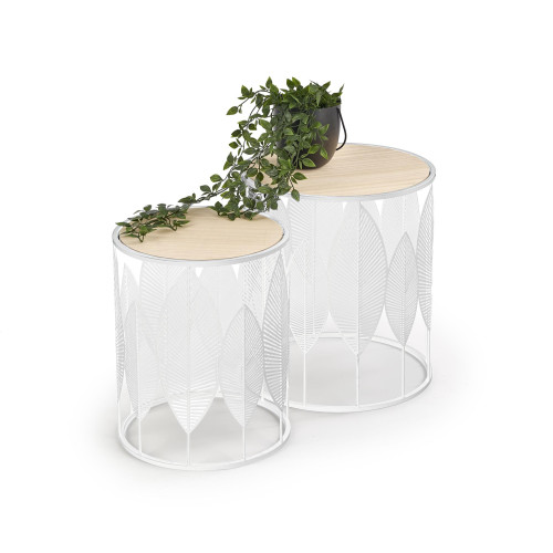 FOLLA set of 2 c. tables natural / white DIOMMI V-CH-FOLLA-LAW-BIAŁY