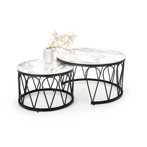 FORMOSA set of 2 coffee tables, white marble DIOMMI V-CH-FORMOSA-LAW