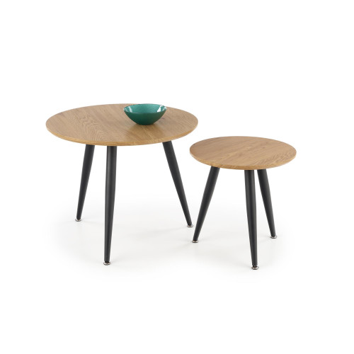 MENTONA 2, set of two coffee tables, color: golden oak / black DIOMMI V-CH-MENTONA_2-LAW
