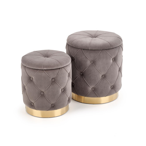 POLLY set of two stools, color: grey DIOMMI V-CH-POLLY-PUFA-POPIEL