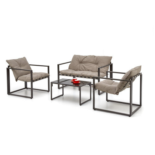 SHARK, garden set ( sofa + chair 2x + c. table ), color: black / cappuccino DIOMMI V-CH-SHARK-ZESTAW