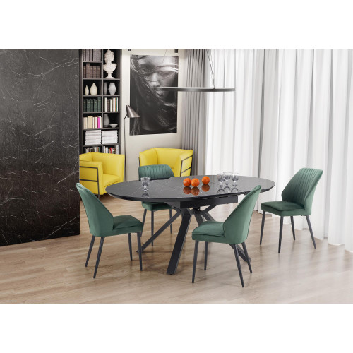 VERTIGO extension table, color: top - black marble, legs - black DIOMMI V-CH-VERTIGO-ST