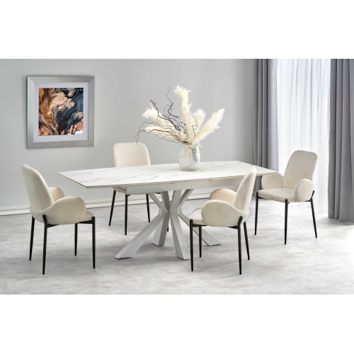 VIVALDI extension table white marble, leg white DIOMMI V-CH-VIVALDI-ST