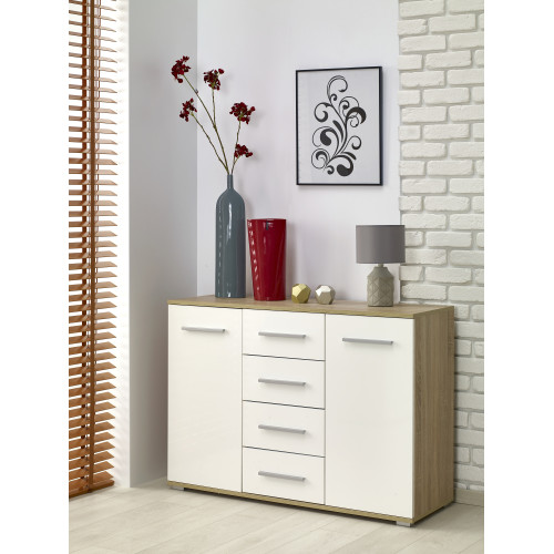 LIMA KM-4 chest, color: sonoma oak / white DIOMMI V-PL-LIMA-KM4-BIAŁY/SONOMA