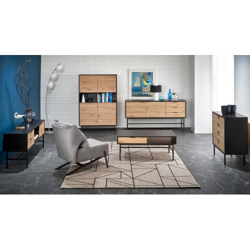 MURANO KM-1 chest, color: artisan oak/black DIOMMI V-PL-MURANO-KM-1