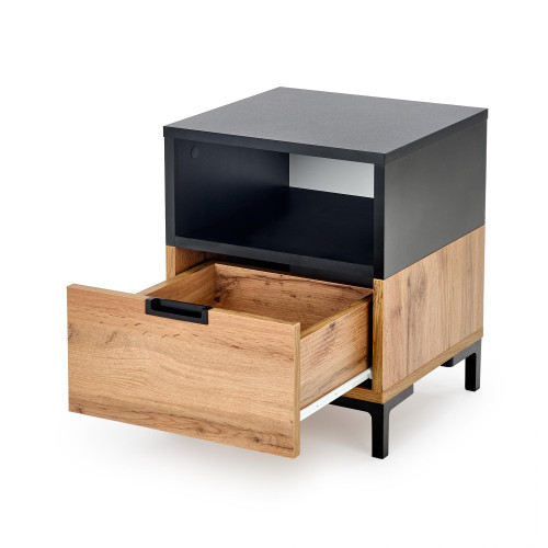 SILVIA bedside table, wotan oak - black DIOMMI V-PL-SILVIA-SZAFKA_N-WOTAN/CZARNY
