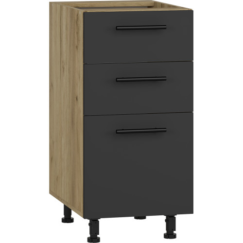 VENTO DS3-40/82 lower cabinet with drawers, color: craft oak/antracite DIOMMI V-UA-VENTO-D3S_H-40/82-ANTRACYT