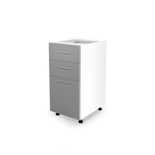 VENTO DS3-40/82 lower cabinet with drawers, color: white/light grey DIOMMI V-UA-VENTO-D3S_H-40/82-J.POPIEL