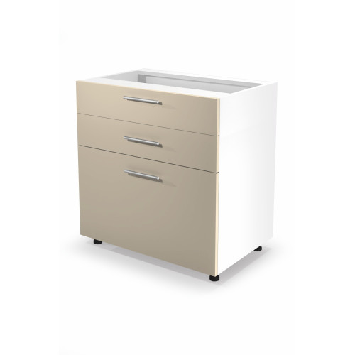 VENTO DS3-80/82 lower cabinet with drawers, color: white/beige DIOMMI V-UA-VENTO-D3S_H-80/82-BEŻOWY