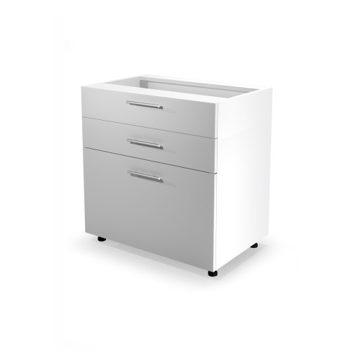 VENTO DS3-80/82 lower cabinet with drawers, color: white/white DIOMMI V-UA-VENTO-D3S_H-80/82-BIAŁY