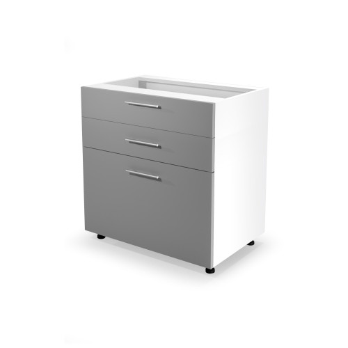 VENTO DS3-80/82 lower cabinet with drawers, color: white/light grey DIOMMI V-UA-VENTO-D3S_H-80/82-J.POPIEL