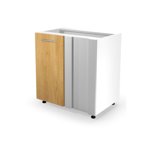 VENTO DN-100/82 corner lower cabinet, color: white / honey oak DIOMMI V-UA-VENTO-DN-100/82-D.MIODOWY