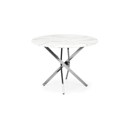 RAYMOND 2 table, white marble / silver