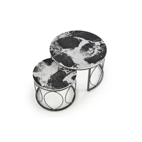 ALEXANDRA   set of two coffee tables, black marble / black