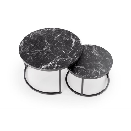 JAVA set of 2 c. tables, black marble / black