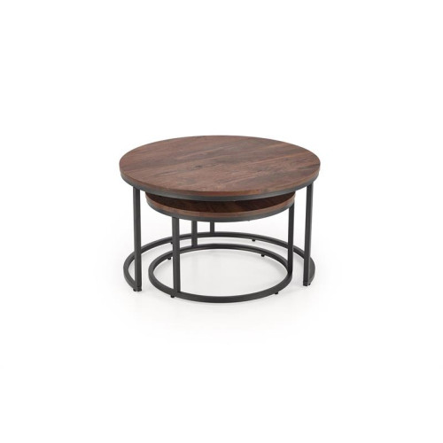 JAVA set of 2 c. tables, walnut / black