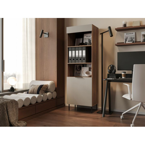 ALMERA tall display cabinet TYP 3 warmia nut/ cashmire ( 1 pcs. = 2 boxes )