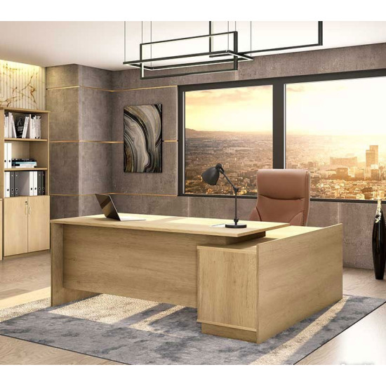 Commercial L shaped corner desk Amazon DIOMMI sonoma 180x160x76cm - pako