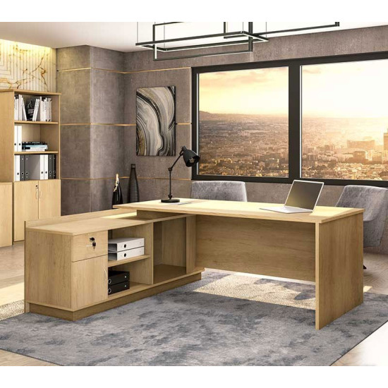 Commercial L shaped corner desk Amazon DIOMMI sonoma 180x160x76cm - pako