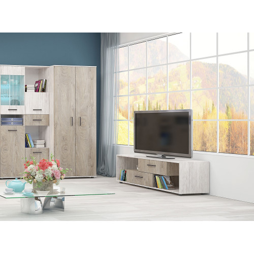 Σύνθετο ξύλινο Viva M5 δρυς βλανκο/δρισ νορτε 130x46x45 DIOMMI 33-340