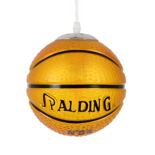  SPALDING NBA 00645 Μοντέρνο Κρεμαστό Παιδικό Φωτιστικό Οροφής Μονόφωτο Πορτοκαλί Γυάλινο Φ18 x Υ18cm