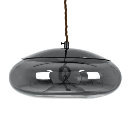  ΑΧΤΟΝ 00751 Μοντέρνο Κρεμαστό Φωτιστικό Οροφής Μονόφωτο Διάφανο Φιμέ Νίκελ Γυάλινο LED