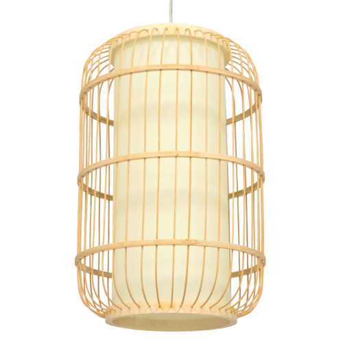  DE PARIS 00893 Vintage Κρεμαστό Φωτιστικό Οροφής Μονόφωτο Μπεζ Ξύλινο Bamboo Φ25 x Υ42cm