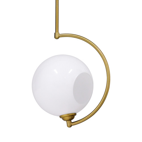  ISLA 00898 Μοντέρνο Κρεμαστό Φωτιστικό Οροφής Μονόφωτο Λευκό Glossy με Χρυσό Βραχίονα Μεταλλικό Φ20 x Y33cm