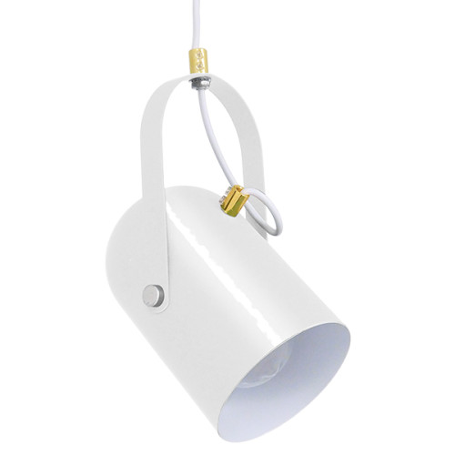  HAZEL 00924 Μοντέρνο Κρεμαστό Φωτιστικό Οροφής Μονόφωτο Λευκό Glossy με Χρυσές Λεπτομέρειες Μεταλλικό Φ12 x Υ27cm