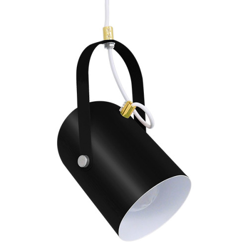  HAZEL 00930 Μοντέρνο Κρεμαστό Φωτιστικό Οροφής Μονόφωτο Σατινέ Μαύρο με Χρυσές Λεπτομέρειες Μεταλλικό Φ12 x Υ27cm