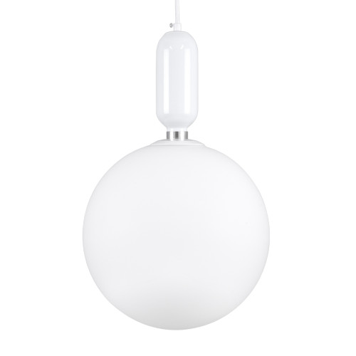  MAVERICK 00941 Μοντέρνο Κρεμαστό Φωτιστικό Οροφής Μονόφωτο Λευκό Μεταλλικό Γυάλινο Μπάλα Φ30 x Υ48cm