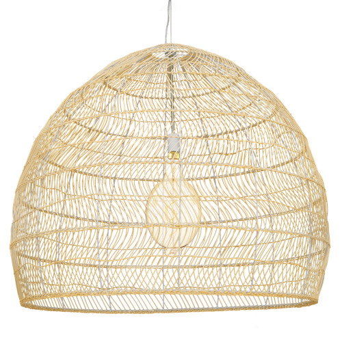  MALIBU 00974 Vintage Κρεμαστό Φωτιστικό Οροφής Μονόφωτο Μπεζ Ξύλινο Bamboo Φ100 x Y86cm