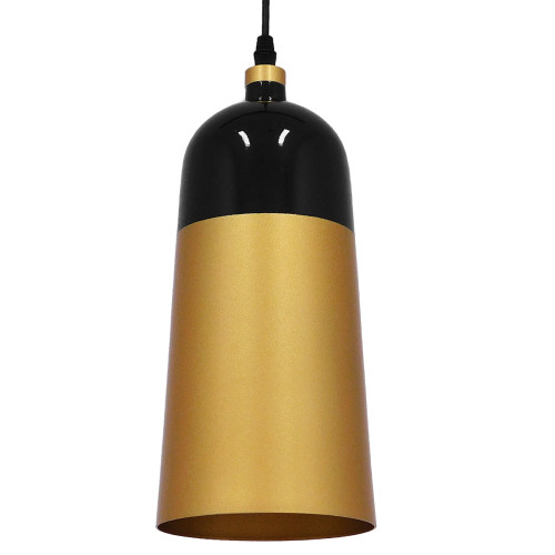  PALAZZO 01523 Μοντέρνο Κρεμαστό Φωτιστικό Οροφής Μονόφωτο Μαύρο - Χρυσό Μεταλλικό Καμπάνα Φ14 x Υ34cm