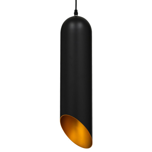  CARSON 01528 Μοντέρνο Κρεμαστό Φωτιστικό Οροφής Μονόφωτο Μαύρο - Χρυσό Μεταλλικό Καμπάνα Φ12 x Υ52cm